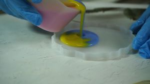 Gelas Silikon Mencampur Warna & Tuang Resin untuk Mix Warna Distribution Colour