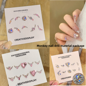 Pink Moon Heart Butterfly Knot Small Monkey Material Pack Sharp Bottom Mixed Decoration Nail Art Tools for Any Skin Type