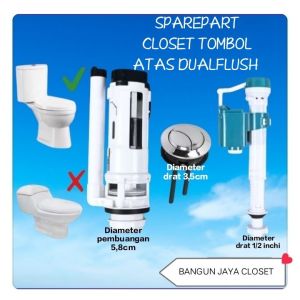 alat closet duduk tombol atas/alat dalaman tangki closet duduk dualflash