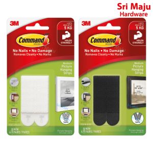 MAJU 3M Command 17204 Value Pack Medium Picture Hanging Strip Photo Frame Hanger Riba Hook No Damage Wall Hook Loop 5kg