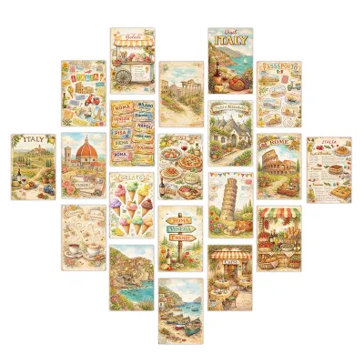 20pcs Vintage Hand-Illustrated Travel Themed PostcardsTravel Journaling DecorHome Wall Art CardsGifts For Travel Enthusiasts
