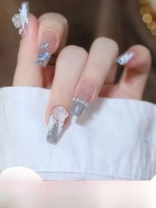 MONLEYTA | Wearable Manicure Nail Patches Summer New Style Short To Medium Length Ice Transparent Color French Style Finished Product