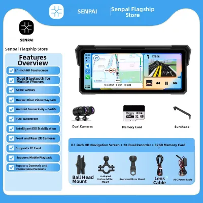 SENPAI | Smart CarPlay Dual-Camera 2K GPS Navigation DVR