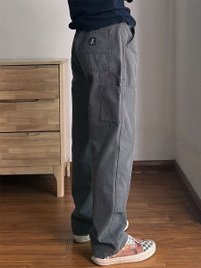 Small Tigerling Fall and Winter New Double Knee Pants Logging Cargo Pants Mens Casual Pants Loose Straight Trousers Pure Cotton Washing Water