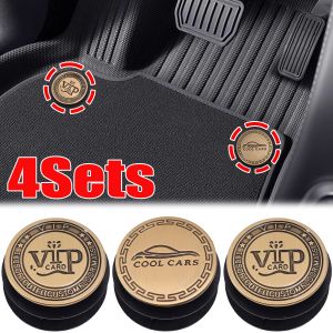 คลิปหนีบรถพรมเช็ดเท้าทองแดงใหม่4ชุดตัวยึดโลโก้ VIP คลิปรัดกันลื่นที่ยึดพื้นที่หนีบจับอุปกรณ์เสริมรถยนต์