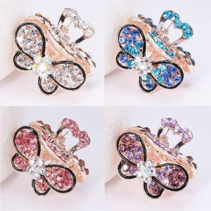 FUDESHE เครื่องประดับ เครื่องประดับ ของขวัญ กิ๊บติดผมผีเสื้อขนาดเล็ก กรงเล็บที่ปิ่นปักผม กิ๊บติดผม คริสตัล ไรน์สโตน