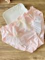 Embroidered Milk Silk Lotus Leaf Princess Student mid Waist Triangle Cute Ladies Underwear Breathable Quick Dry Polyester Fiber. 