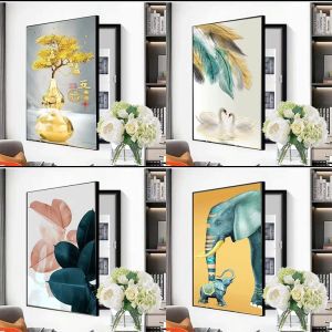 งานฝีมือตกแต่งบ้านภาพวาดแบบตั้งปิดกล่องไฟฟ้าแบบเรียบง่ายและโมเดิร์นสำหรับห้องนั่งเล่น ไม่ต้องเจาะ วัสดุคริสตัล