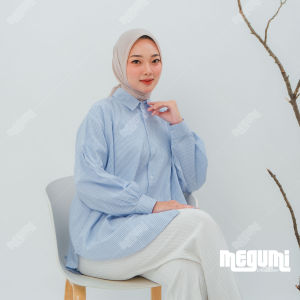 "Kemeja Salur Over Size Wanita Bahan Katun Cassanova Premium Terbaru 2025"