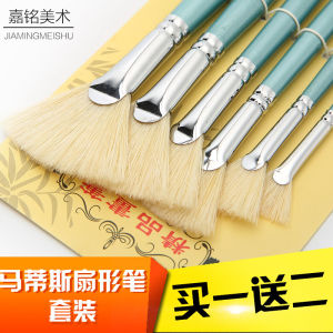 Matisse Bristle Fan Brush Oil Painting Watercolor Art Drawing Powder Wash Line Sketching Brush Set in Gift Box 6 Pieces