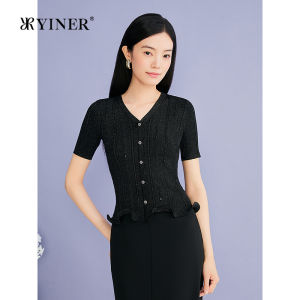 YINER | Elegant Slimming V-Neck Ribbed Knitwear