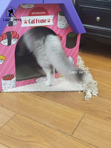 Cat House With Scratching Board Cat Scratcher Box Cat Bed Rumah Kucing Kotak Kucing Tempat Cakar Kucing