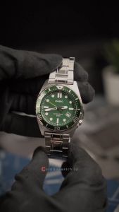 Jam Tangan Pria Casio Sporty MTD-135D-3A Green Dial Silver Stainless Steel Band