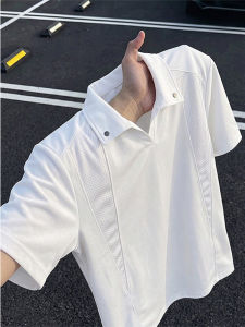 OUMULONG | Breathable Rivet Deconstructed Splicing Ice Silk Quick-Dry T-Shirt