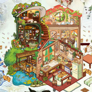 2Pcs Warm kitchen Cat RV Cyber House Scenery DIY Scenery Miniature Scene Visual Stacking Stickers Landscaping Stickers