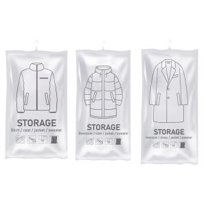 Welcomehome Hanging Vacuum Storage Bags Space Saving Vacuum Seal with Hanger Reusable Empty Pump Bags for Clothes Suits Dress Jacket
