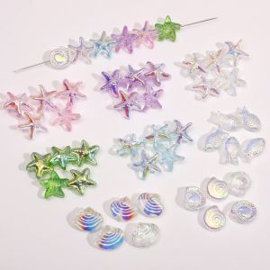 5pcs/bag Glass Electroplated Marine Life Shape Beads For Handmade Bracelet Necklace Earring DIY Craft Jewelry Making Accessories