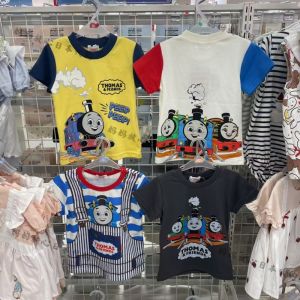 Cute Thomas Kids Summer T-Shirt Short Sleeve Cotton Polyester Blend Comfortable Loose Fit for Boys 80cm to 130cm