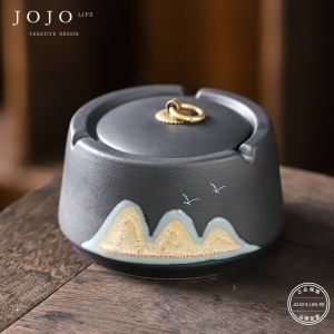 Creative Windproof Dustproof Ceramic Ashtray with Lid JOJOS L. PD. Luxury Home Use Fashionable Gift for Festive Occasions