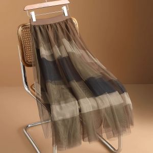 High-end Fashion Summer Stylish Retro Color-block Lace Half Skirt