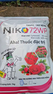 [VTNN TIEN KHOA] Thuốc trừ bệnh NIKO 72WP gói 1kg trừ bệnh sương mai hoa hồng vàng lá chín sớm trên lúa nếp đốm lá