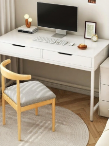 Modern Simple Computer Desk Office Desk with Drawer Bedroom Makeup Table Writing Desk Desktop Adjustable Steel Leg Furniture