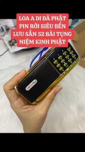 Loa A Di Đà Phật T2 - 2 pin sạc 18650 có sẵn 58 bài tụng niệm nghe thẻ nhớ TF Jack tai nghe 3.5mm