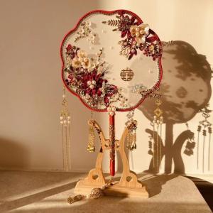 . Wedding New Wedding Circular Fan Chinese Ancient Style Finished Chinese Wedding Xiuhe Fan Handmade Wedding Fan Finished Material Package