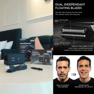 Ubersuave SmoothOperator MINI Ultra Clean Electric Foil Shaver 0.06mm Closer Finish Waterproof Smooth Operator