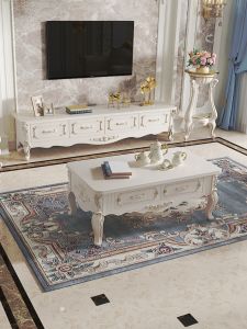 European Style Ivory Wooden Coffee Table Simple Living Room Tea Table Rectangular Shape Luxury Quality No Storage Space Required