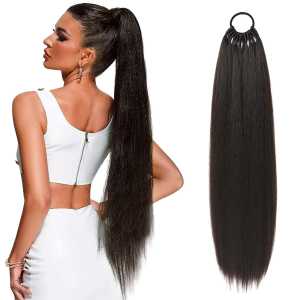 Long Straight Hair Half up Half down Fake Hair High Ponytail Womens Fashion American Style Hair Extensions Dont Flat