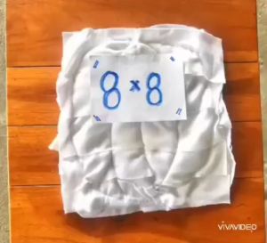 ผ้าเย็บวนสีขาว ขนาด 8x8