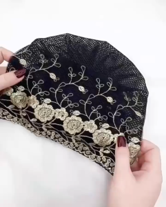 Embroidered Turban Cap Lace Lnner Hijab Cap Fashionable Breathable Mesh Hat Muslim Hat For Women