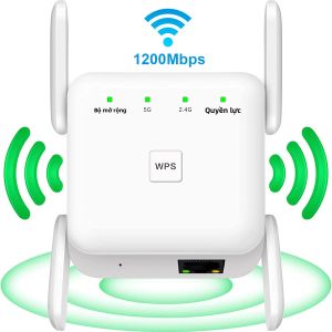 Bộ Khuếch Đại Tín Hiệu WiFi Không Dây AC1200 Băng Tần Kép 2.4G/5GHz Bộ Mở Rộng Bộ Khuếch Đại Tín Hiệu Bộ Định Tuyến Có Cổng LAN WAN Mạng Wi-Fi Repetidor