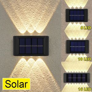 Multi-LED Solar Wall Lights Outdoor Luminous Lighting IP65 Waterproof Up and Down Wall Lamp for Garden Yard Decoration Solar Light