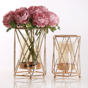 Luxury Metal Glass Vase Decor