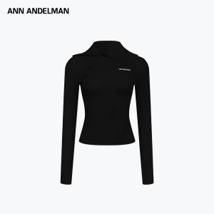 ANN ANDELMAN | Diagonal Placket Knit Top Slim Fit