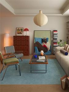 Blue Bauhaus Vintage Retro Luxury No Wash Custom Carpet
