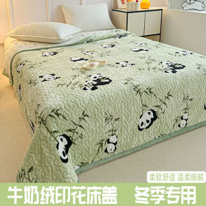 New Winter Thickened Coral Fleece Printed Single Bed Cover Tatami Style Milk Velvet Blanket Three Piece Set Household Bedding