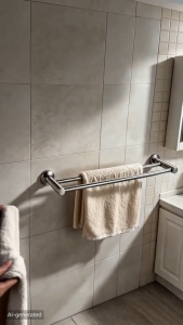 304 Stainless Steel Bathroom Towel Rack Wall Mounted Rustproof Bathroom Shelf Organizer Rack With Hooks