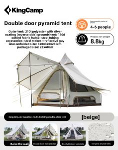 Kingcamp | Waterproof Windproof Thickened Pyramid Shaped Camping Tent Dual Entry