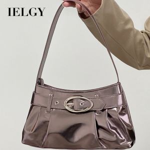 IELGY Women's Silver Distinctive Pleated Shoulder Bag: Y2K Hot Girl All-Match Commuter Handbag