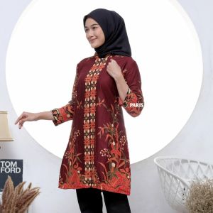 TUNIK BATIK KEKINIAN 2023 BAJU KANTOR WANITA MODEL TERBARU RESLETING DEPAN UKURAN JUMBO LD 120 130 PAKAIAN UNTUK PESTA MASA KINI CANTIK dan ELEGAN BUSANA KONDANGAN SIZE STANDAR M L XL XXL 3XL 4XL 5XL