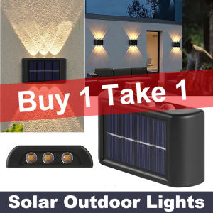 【Buy 1 Take 1】LED Solar Wall Light Outdoor Waterproof Garden Lamp Wire-Free Automatic Sensor Lights For Courtyard Balcony Fence Decor Lighting 太阳能壁灯