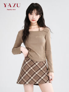 American Retro Sweet And Spicy Neck Hanging Long Sleeve T-Shirt Womens Spring New Design Slim Fit Short Style Top