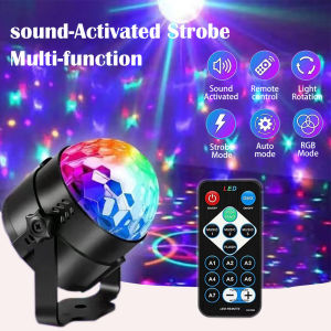 LED Stage Disco Light Rotating DJ Ball Strobe Remote Sound Control Magic Dance Car RGB Christmas Gift Club Party Laser Show Lamp