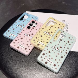 Sanrio | Brown Star Hello Kitty Phone Case For Galaxy S26 S25 S24 S23 S22 S21 Ultra Plus FE Galaxy A56 A55 A54 A37 A34 A36 A35 5G Cover