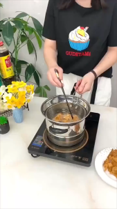 COD 3pcs/1set Household Stainless Steel Deep Fryer Pot Visible Lid Japanese Pasta Pot with Frying Basket and Steamer Stockpot Tempura