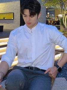 Áo Sơ Mi Nam Tay Giữa Cao Cấp Mùa Xuân Hè Mới Áo Sơ Mi Cổ Polo Tay Lửng Năm Nút Thường Ngày Thoáng Khí Cho Thanh Thiếu Niên