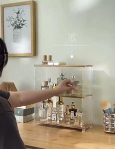 ~SG Stock~ 1/2/3/4 Tiers Acrylic Wooden Shelf Acrylic Rack Desktop Shelf Desktop Rack Cosmetics Storage Rack Perfumes Storage Rack Perfume Rack Perfumes Shelf Figures Collectibles Showcase Soft Toy Displays Rack Toy Displays Rack Cups Rack Desk Rack